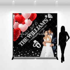 Lofaris Red Pink Heart Balloon Custom Anniversary Backdrop