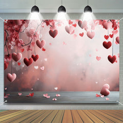 Lofaris Red Pink Heart Floral Bokeh Valentines Day Backdrop