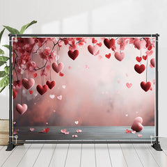 Lofaris Red Pink Heart Floral Bokeh Valentines Day Backdrop