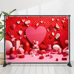 Lofaris Red Pink Heart Toy Blocks Valentines Day Backdrop