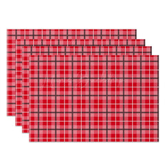 Lofaris Red Pink Plaid White Black Lines Set Of 4 Placemats