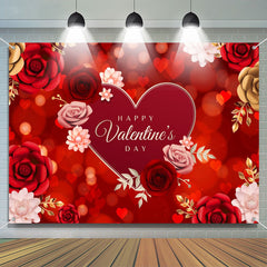 Lofaris Red Pink Rose Heart Bokeh Valentines Day Backdrop