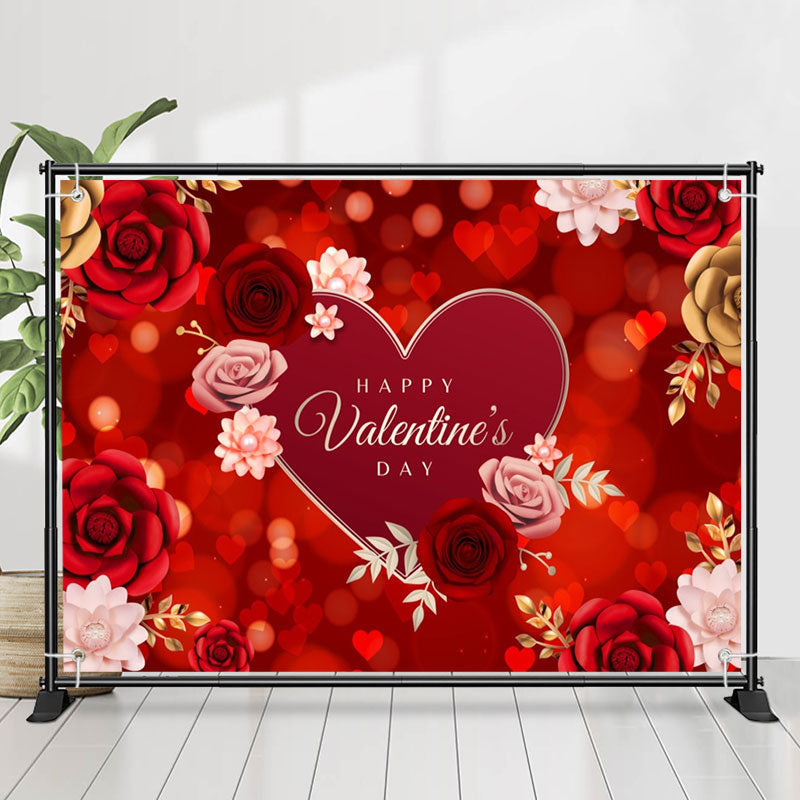 Lofaris Red Pink Rose Heart Bokeh Valentines Day Backdrop