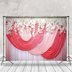 Lofaris Red Pink White Floral Valentines Day Photo Backdrop