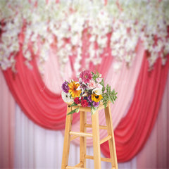 Lofaris Red Pink White Floral Valentines Day Photo Backdrop