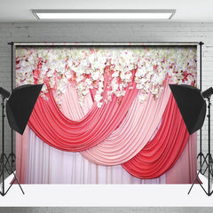 Lofaris Red Pink White Floral Valentines Day Photo Backdrop