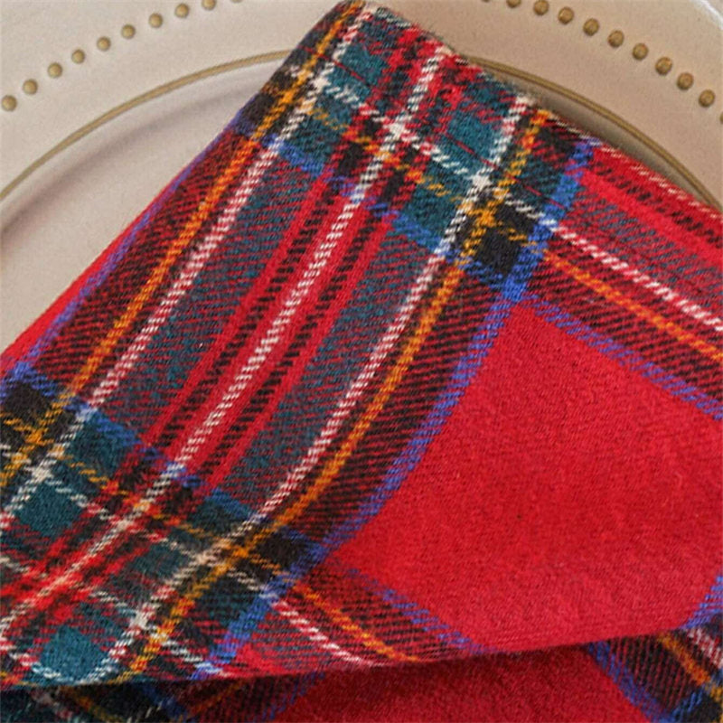 Lofaris Red Plaid Christmas Table Napkins Cloth for Decor