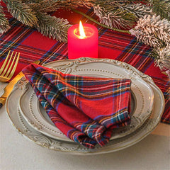 Lofaris Red Plaid Christmas Table Napkins Cloth For Decor