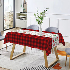 Lofaris Red Plaid Dwarfs Repeat Christmas Tablecloth For Decor