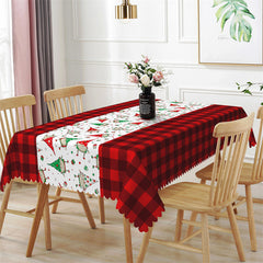 Lofaris Red Plaid Dwarfs Repeat Christmas Tablecloth For Decor