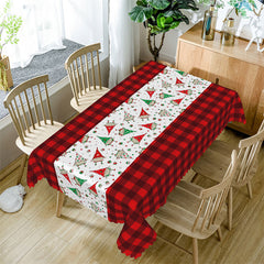 Lofaris Red Plaid Dwarfs Repeat Christmas Tablecloth For Decor