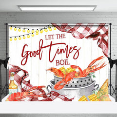 Lofaris Red Plaid Seafood Boil Wine Lights Party Backdrop