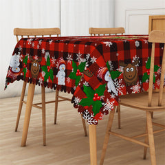 Lofaris Red Plaid Snowy Christmas Party Rectangle Tablecloth