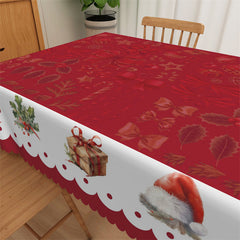 Lofaris Red Poinsettia Bowknot Christmas Bell Tablecloth