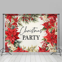 Lofaris Red Poinsettia Floral Plant Christmas Party Backdrop