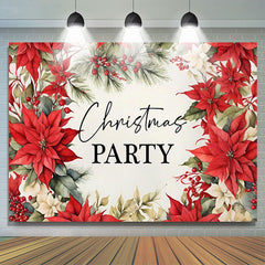 Lofaris Red Poinsettia Floral Plant Christmas Party Backdrop