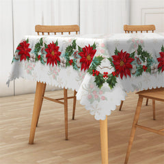 Lofaris Red Poinsettia Pattern Repeat Christmas Tablecloth