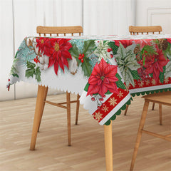 Lofaris Red Poinsettia Plant Pattern Christmas Tablecloth