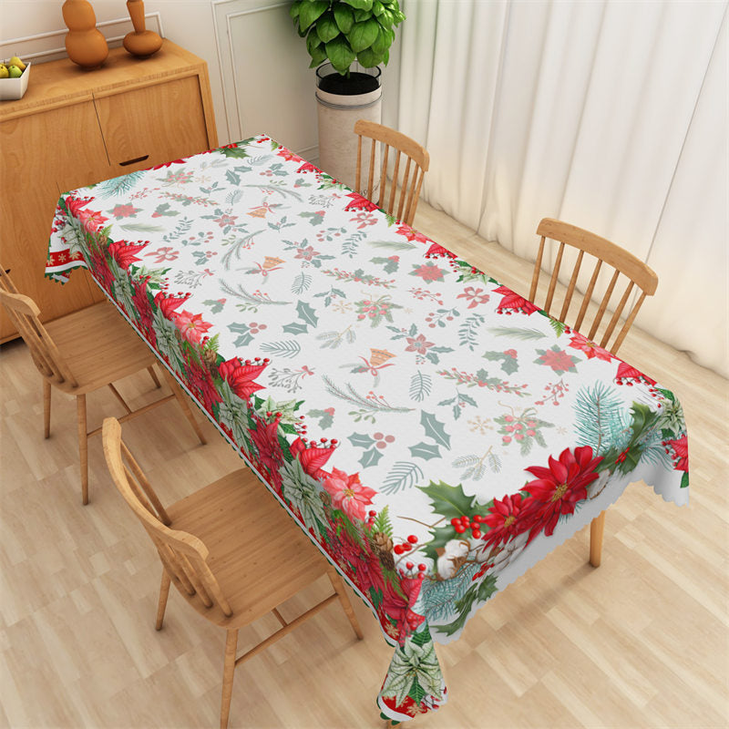 Lofaris Red Poinsettia Plant Pattern Christmas Tablecloth