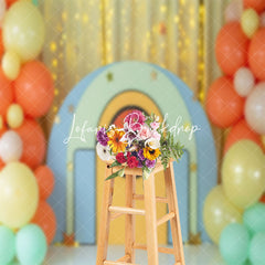 Lofaris Red Pokeball Warm Light Curtain Cake Smash Backdrop