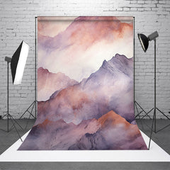 Lofaris Red Purple Ink Painting Mountains Photo Backdrop