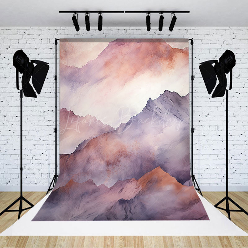 Lofaris Red Purple Ink Painting Mountains Photo Backdrop