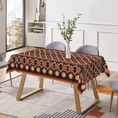 Lofaris Red Rhombus Detailed Regular Rectangle Tablecloth