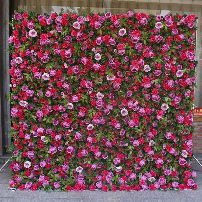 Lofaris Red Rose Faux Flower Wall For Bridal Shower Decor