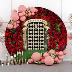 Lofaris Red Rose Grass Wonderland Round Backdrop For Easter