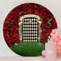 Lofaris Red Rose Grass Wonderland Round Backdrop For Easter