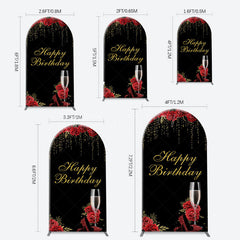 Lofaris Red Rose High Heel Black Gold Arch Birthday Backdrop