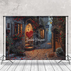 Lofaris Red Rose Retro Street Valentines Day Photo Backdrop