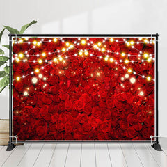 Lofaris Red Roses Glitter Light Valentines Day Backdrop