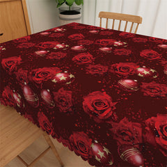 Lofaris Red Roses Jingle Bells Christmas Rectangle Tablecloth