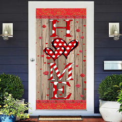 Lofaris Red Roses Wood Board pattern welcome home Door Cover