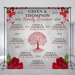 Lofaris Red Rous Tree Custom 2024 Family Reunion Backdrop