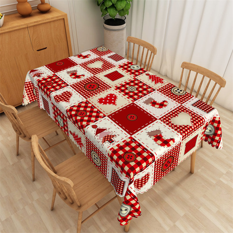 Lofaris Red Scottish Plaid Buttons Socks Christmas Tablecloth