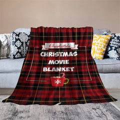 Lofaris Red Scottish Plaid Drink Custom Name Christmas Blanket