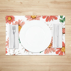 Lofaris Red Seamless Floral Leaves Dining Set Of 4 Placemats