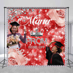 Lofaris Red Silver Rose Send Off Custom Graduation Backdrop