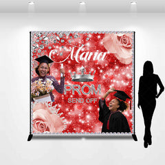 Lofaris Red Silver Rose Send Off Custom Graduation Backdrop