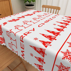 Lofaris Red Snow Deer Snowman Repeat Merry Christmas Tablecloth