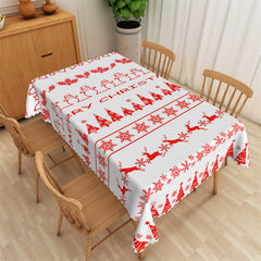 Lofaris Red Snow Deer Snowman Repeat Merry Christmas Tablecloth