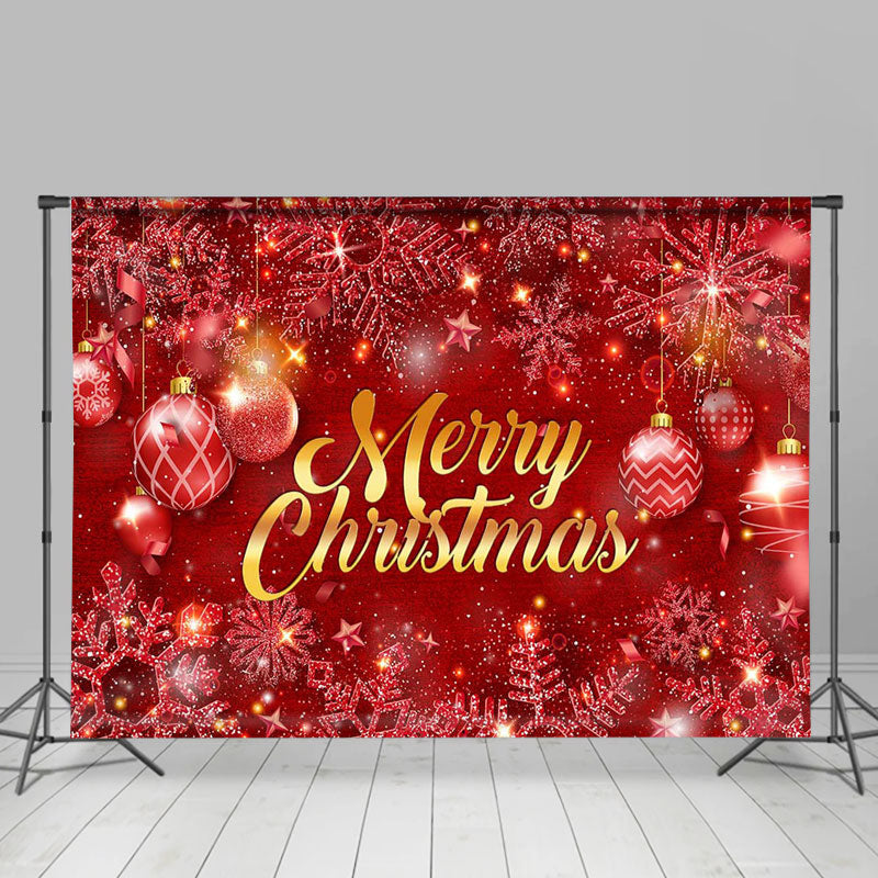 Lofaris Red Snowflake Balls Snow Merry Christmas Backdrop