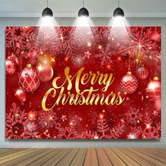 Lofaris Red Snowflake Balls Snow Merry Christmas Backdrop