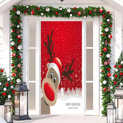 Lofaris Red Snowflake Elk New Year Christmas Door Cover