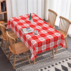 Lofaris Red Snowflake Plaid Christmas Tablecloth For Kitchen