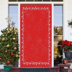 Lofaris Red Snowy Star Simple Merry Christmas Door Cover