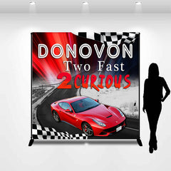 Lofaris Red Sports Car Personalized Two Fast Birthday Backdrop