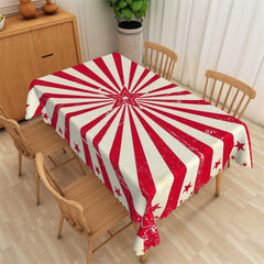 Lofaris Red Star Stripes Distressed Rectangle Tablecloth